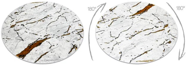 Koberec ALLURE 1968 mramor, štruktúrovaný / glamour, biely / zlatý kruh