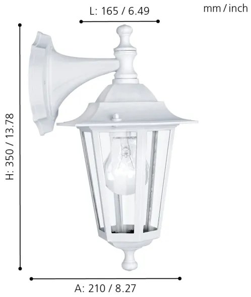 EGLO 22462 - Vonkajšie nástenné svietidlo LATERNA 5 1xE27/60W/230V IP44 biela