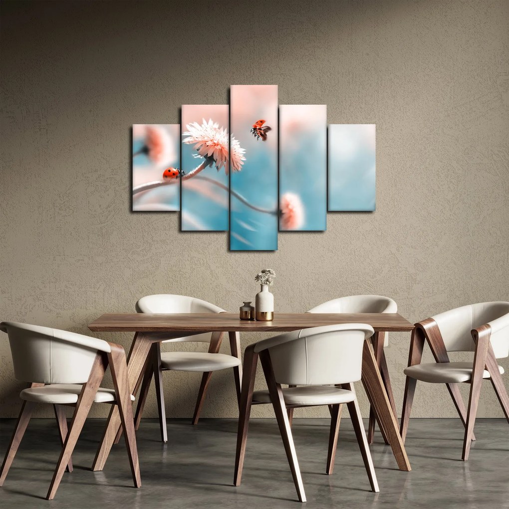 Obraz - Lienky na kvete (150x105 cm)
