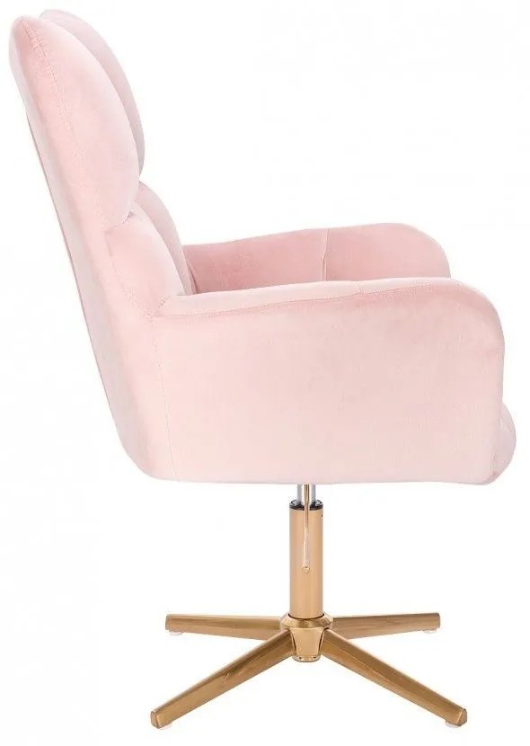 LuxuryForm DESIGN Otočné kreslo AURORA VELUR na zlatom kríži - svetloružové