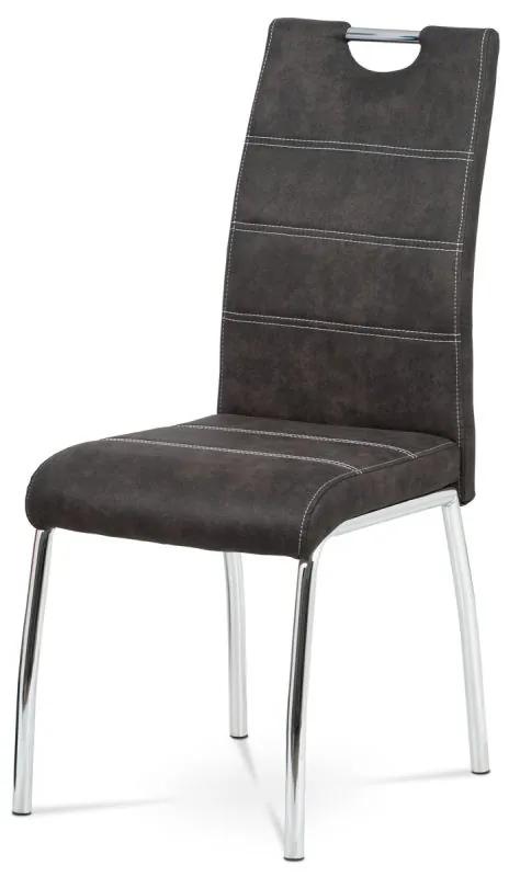Moderná stolička do jedálne čalúnená sivou látkou