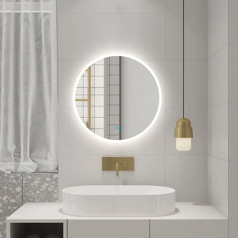 Aqualine Aqualine, URSA LED podsvietené zrkadlo priemer 60cm, dotykový senzor, stmievateľné, UR060