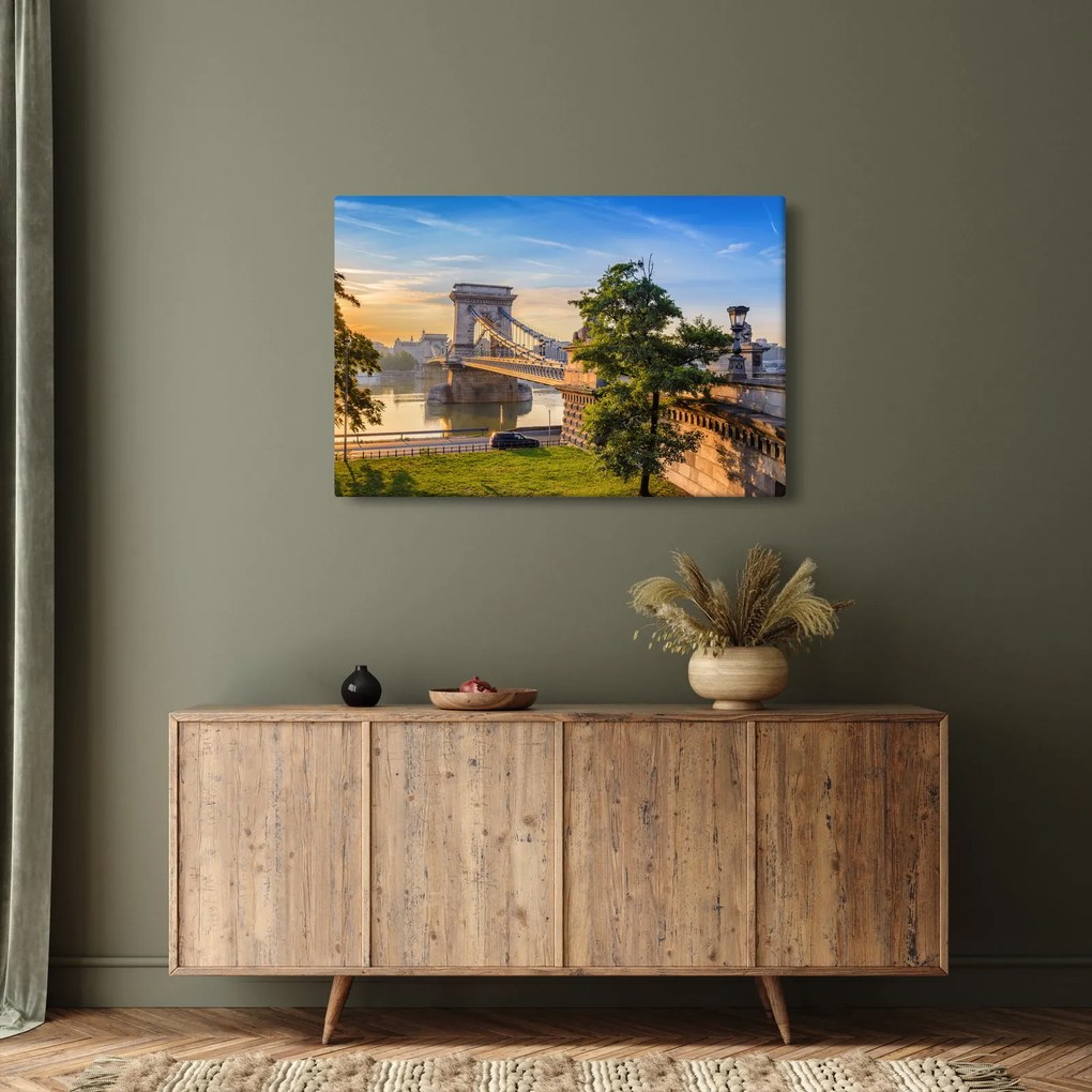 Obraz - Most cez rieku, Budapešť, Maďarsko (90x60 cm)