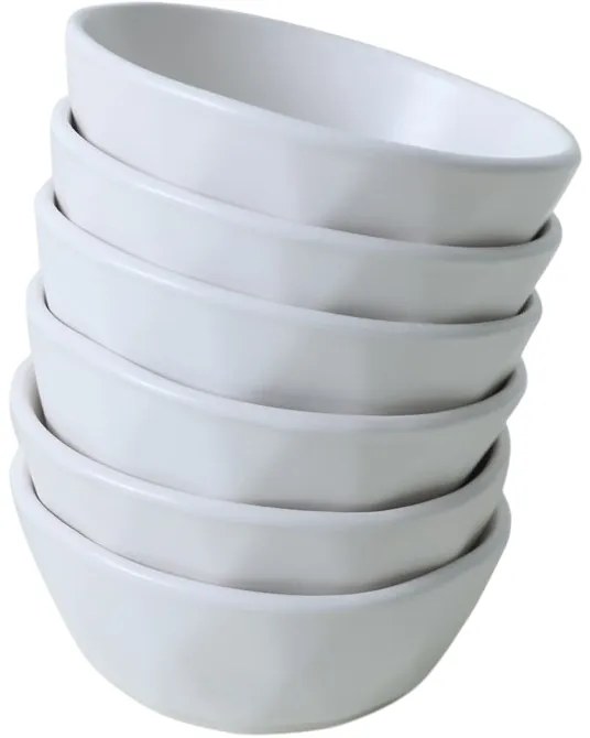 Súprava 6 kameninových misiek Facetta 12 cm, biela