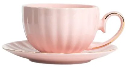 Šálka MINA s podšálkou, ružová 730634 250 ml