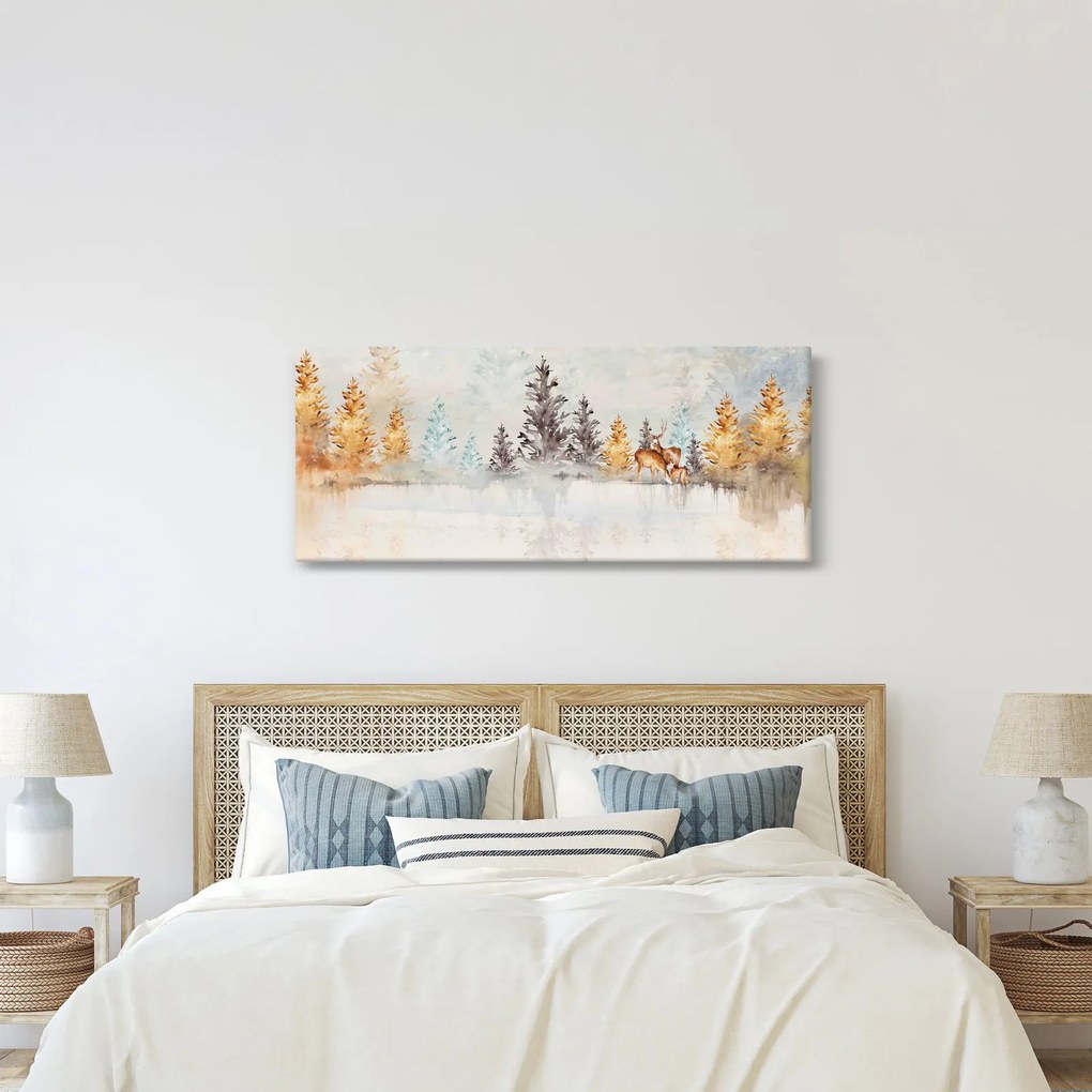 Obraz - Akvarelový les (120x50 cm)