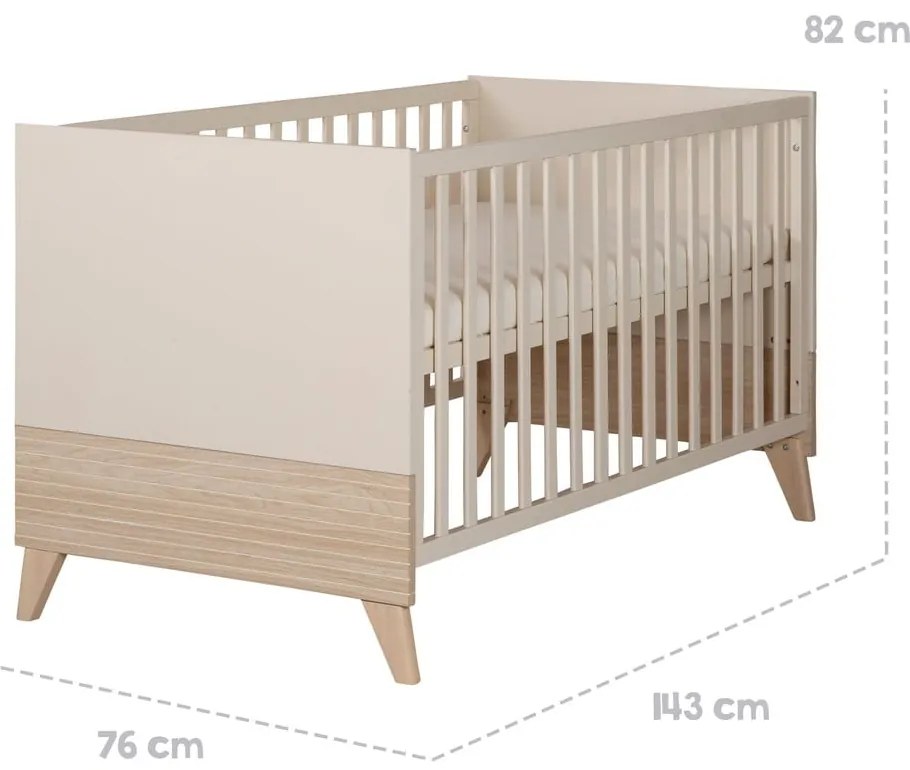 Béžová postieľka s nastaviteľnou výškou 70x140 cm Sidney – Roba