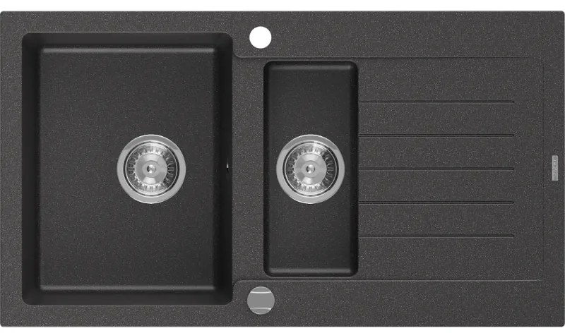 Mexen Matias - drez granitový 90,0x50,5cm, 1,5-komorový, čierna-škvrny, 6502901505-76