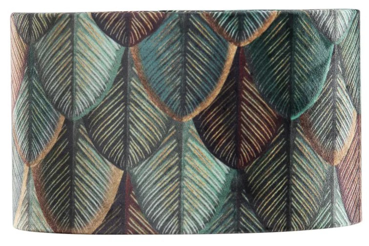 Zamatový tienidlo na lampu s dizajnom listov a zlatým vnútorným oválom 25/16/15