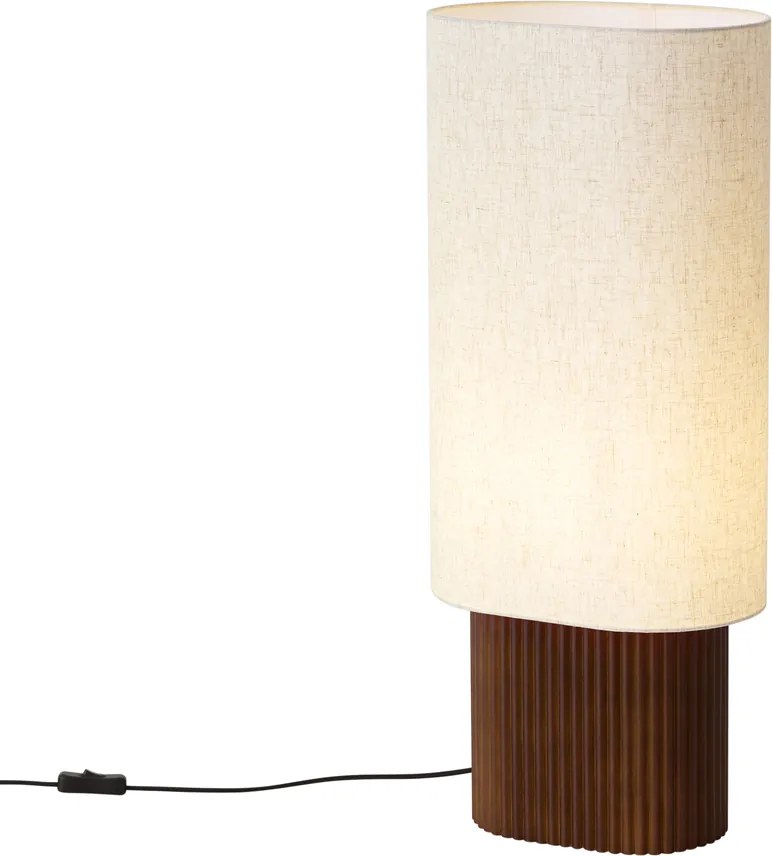 Japandi stojaca lampa orechové drevo s látkovým tienidlom 70cm - Lamel