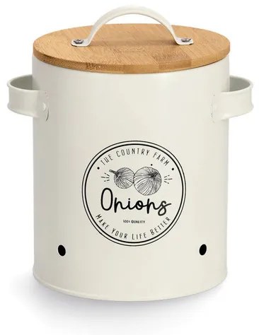 Zeller Present Súprava 3 plechových dóz na cibuľu, cesnak a zemiaky s bambusovým viečkom FARM