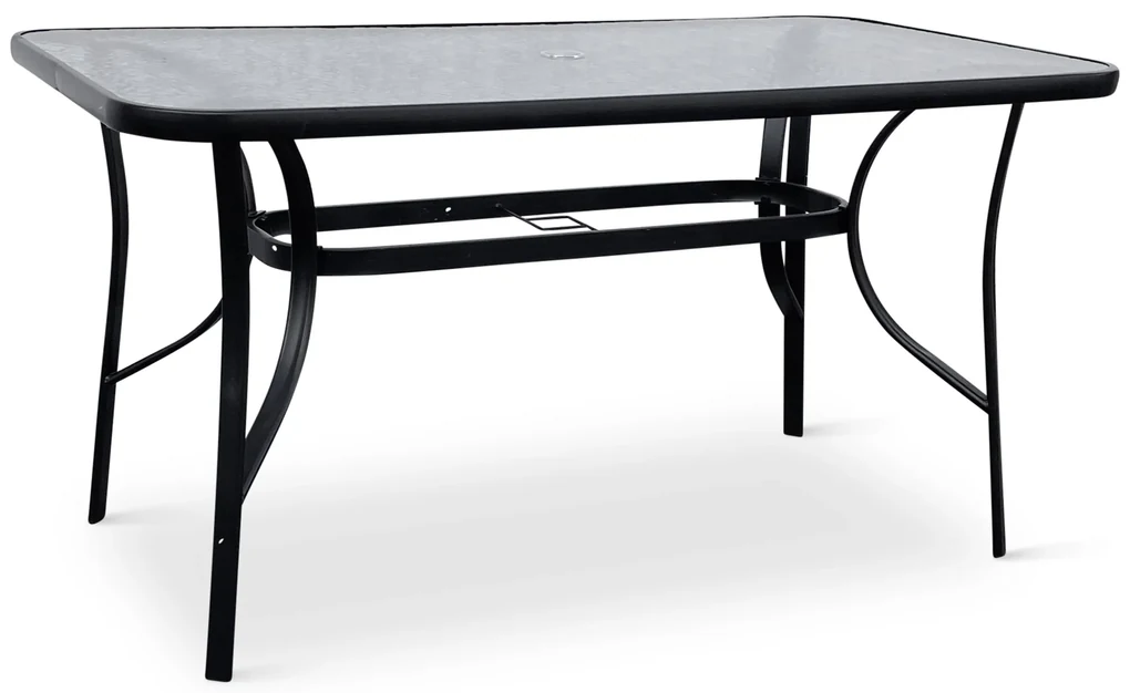 Záhradný jedálenský set Porto 140 cm + 4x kovová stolička Solano