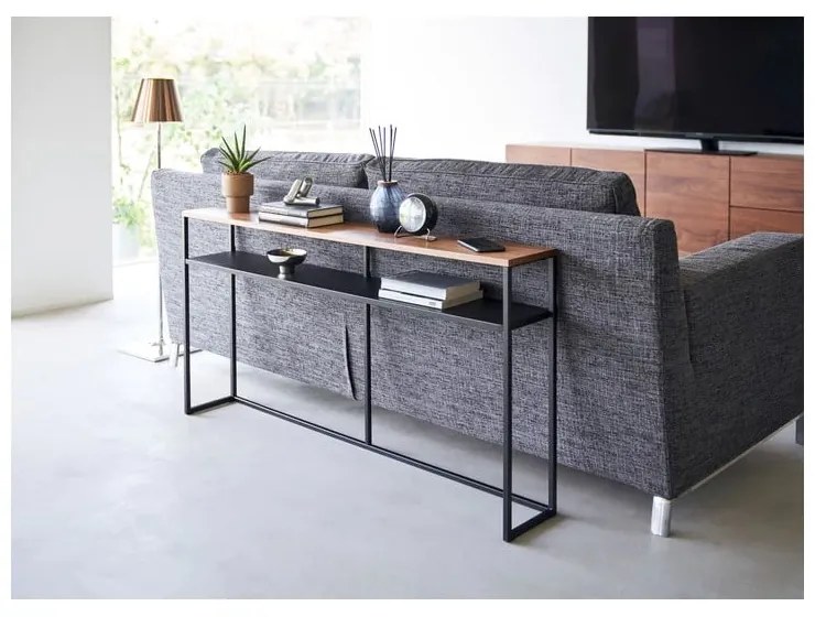 Konzolový stolík v čiernej a tmavo hnedej farbe v dekore jaseňa 20,5x126 cm Tower – YAMAZAKI