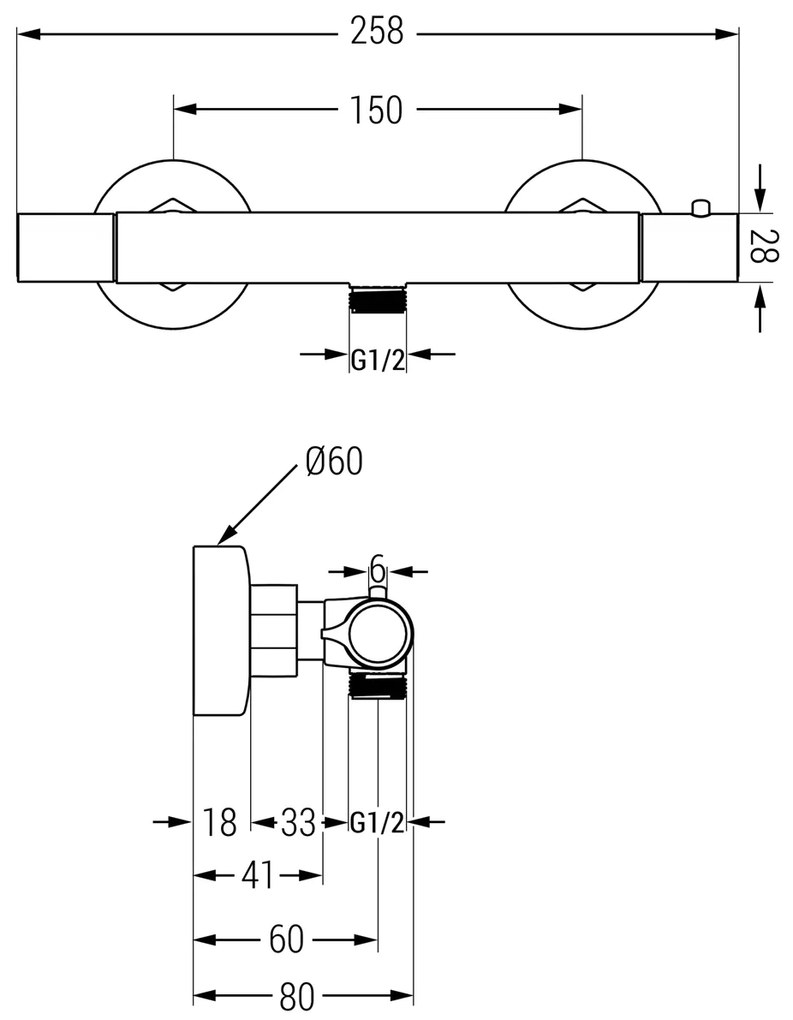 Mexen Slim, termostatická sprchová batéria 150 mm, zlatá lesklá, 77105-50