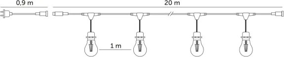LED Vonkajšia dekoračná reťaz BAJA ST64 20xE27/1W/230V 20,9m IP44 teplá biela