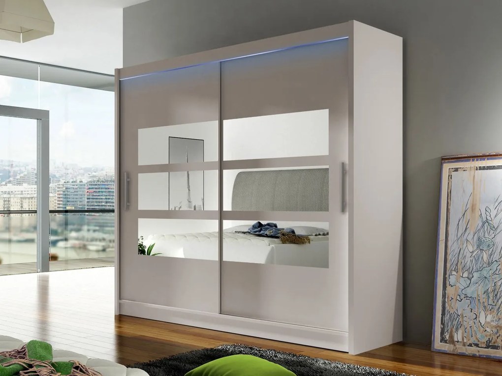 Skriňa London III 180, Farby: kašmír, Osvetlenie: osvetlenie LED RGB - farebné