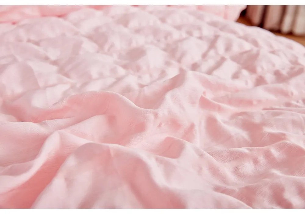 Ružové krepové obliečky na jednolôžko 140x200 cm Naomi – My House