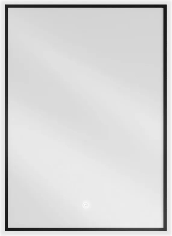 Mexen Erma LED podsvietené kúpeľňové zrkadlo 50 x 70 cm, LED 6000K, anti-pára, čierny rám - 9814-050-070-611-70