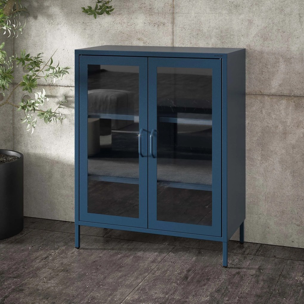 Vitrína GINA, 800 x 1015 x 400 mm, Modern: tmavomodrá farba