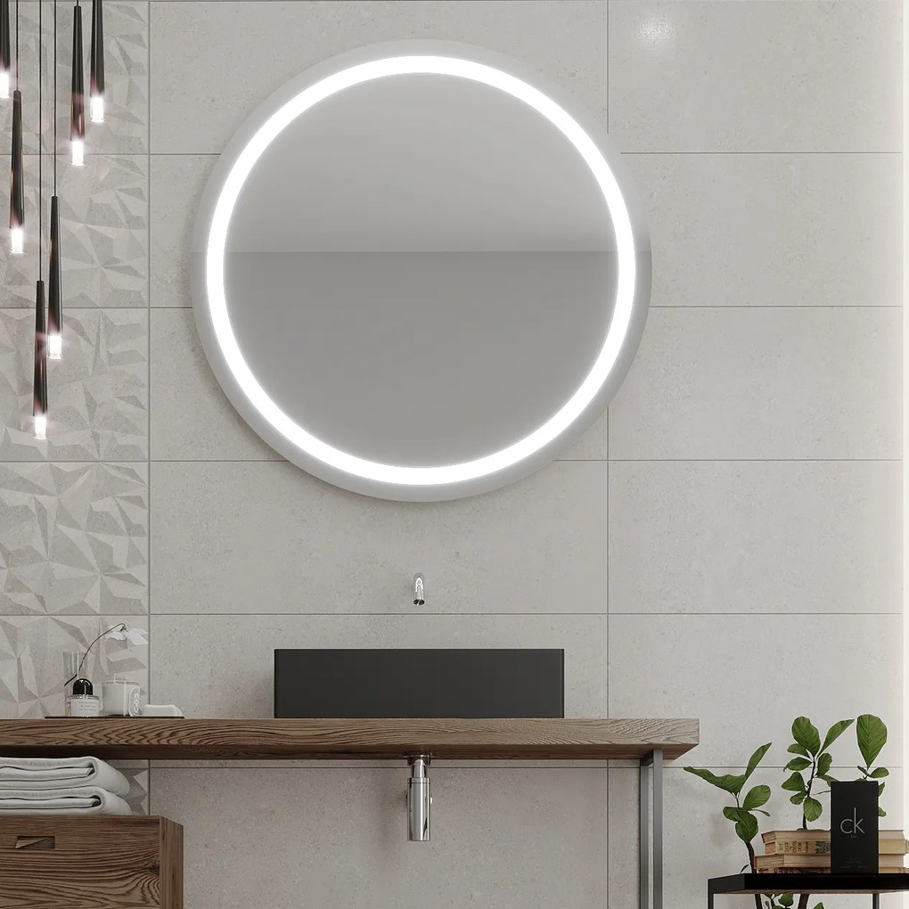 Okrúhle zrkadlo do kúpeľne s LED osvetlením C4 premium