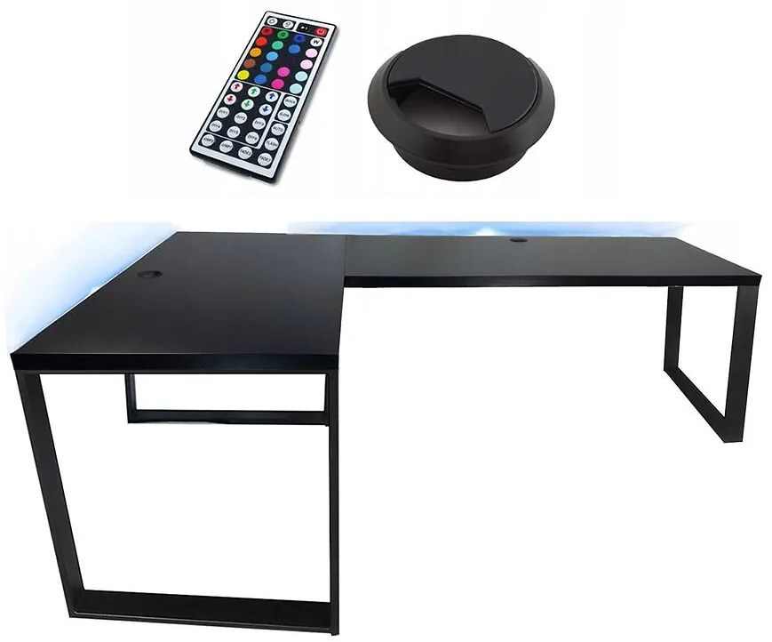 Písací Stôl Roh. Loft Low Čierna 202x136x2,8 Model 2