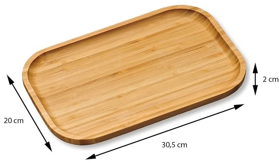 Drevený servírovací podnos Kira, 30,5x20 cm
