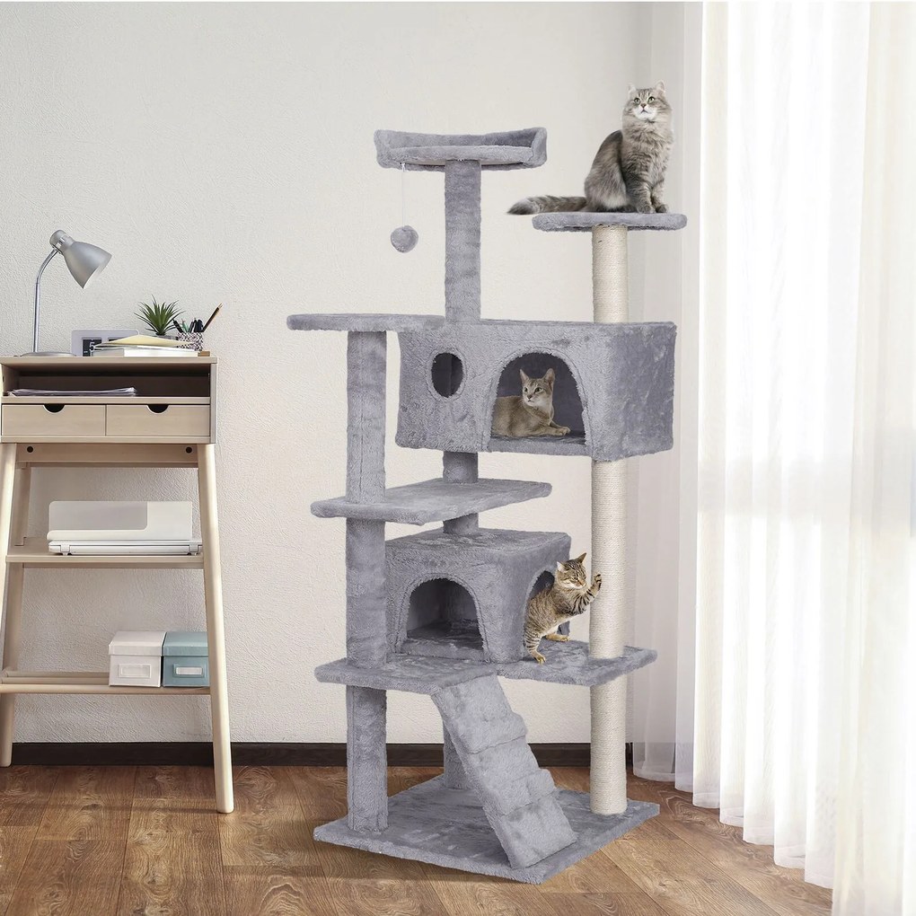 Tutumi Tutumi, škrabadlo, posteľ, veža pre mačky 130 cm 351650A, šedá, HOM-02845