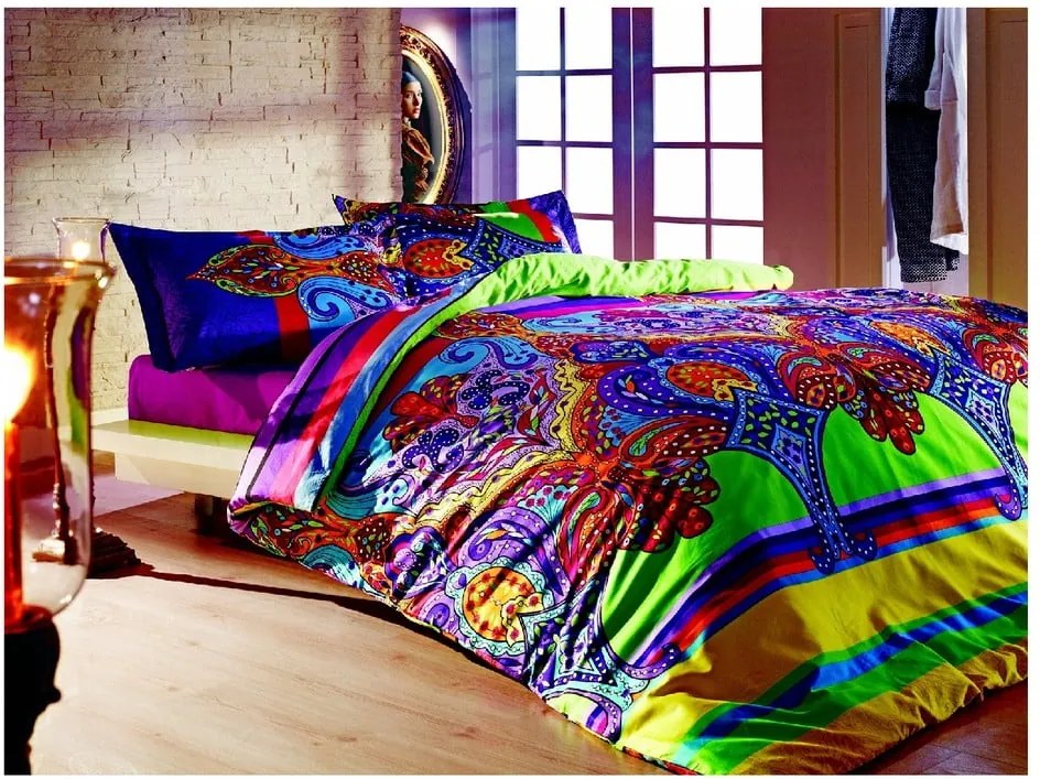 Bavlnené obliečky s plachtou na dvojlôžko Orient, 200 × 220 cm