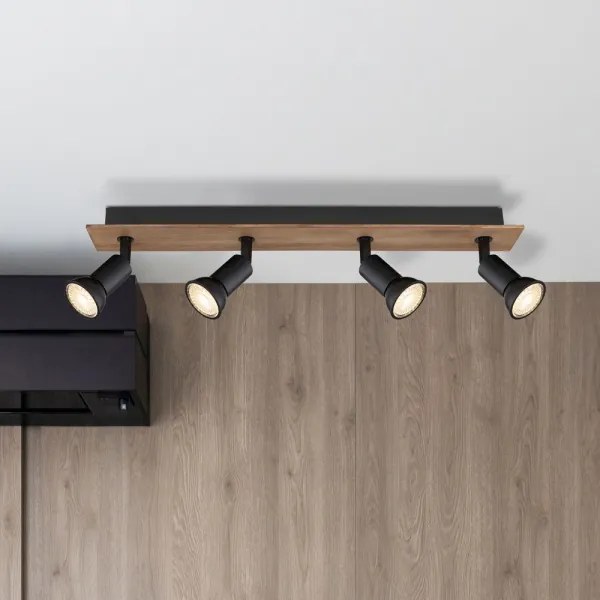 Globo 57998-4W - Bodové svietidlo DREW 4xGU10/35W/230V drevo/kov