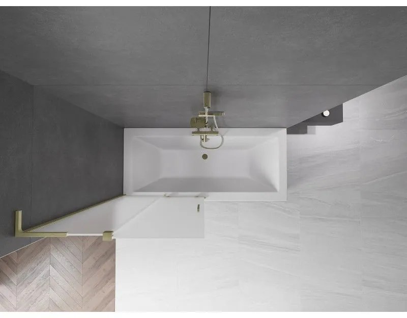 Mexen Velar L, 2-krídlová posuvná vaňová zástena 95 x 150 cm, 8mm sklo námraza, zlatá matná, 896-095-003-31-55