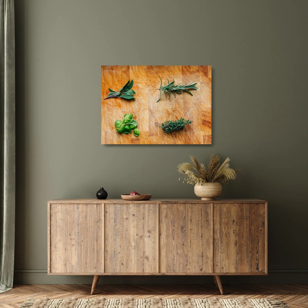 Sklenený obraz - Bylinky (70x50 cm)