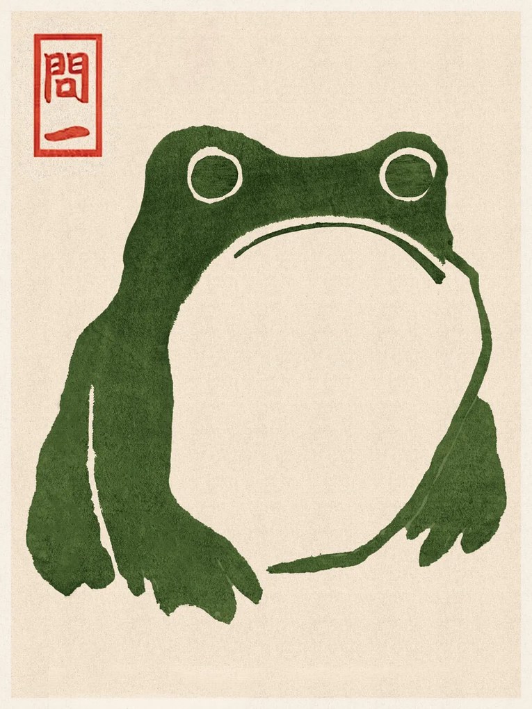 Umelecká tlač Japanese Grumpy Toad (Frog Print 1) - Matsumoto Hoji, (30 x 40 cm)