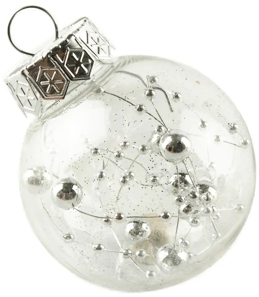 DECOLED Súprava ozdôb, priemer 6 cm, strieborná