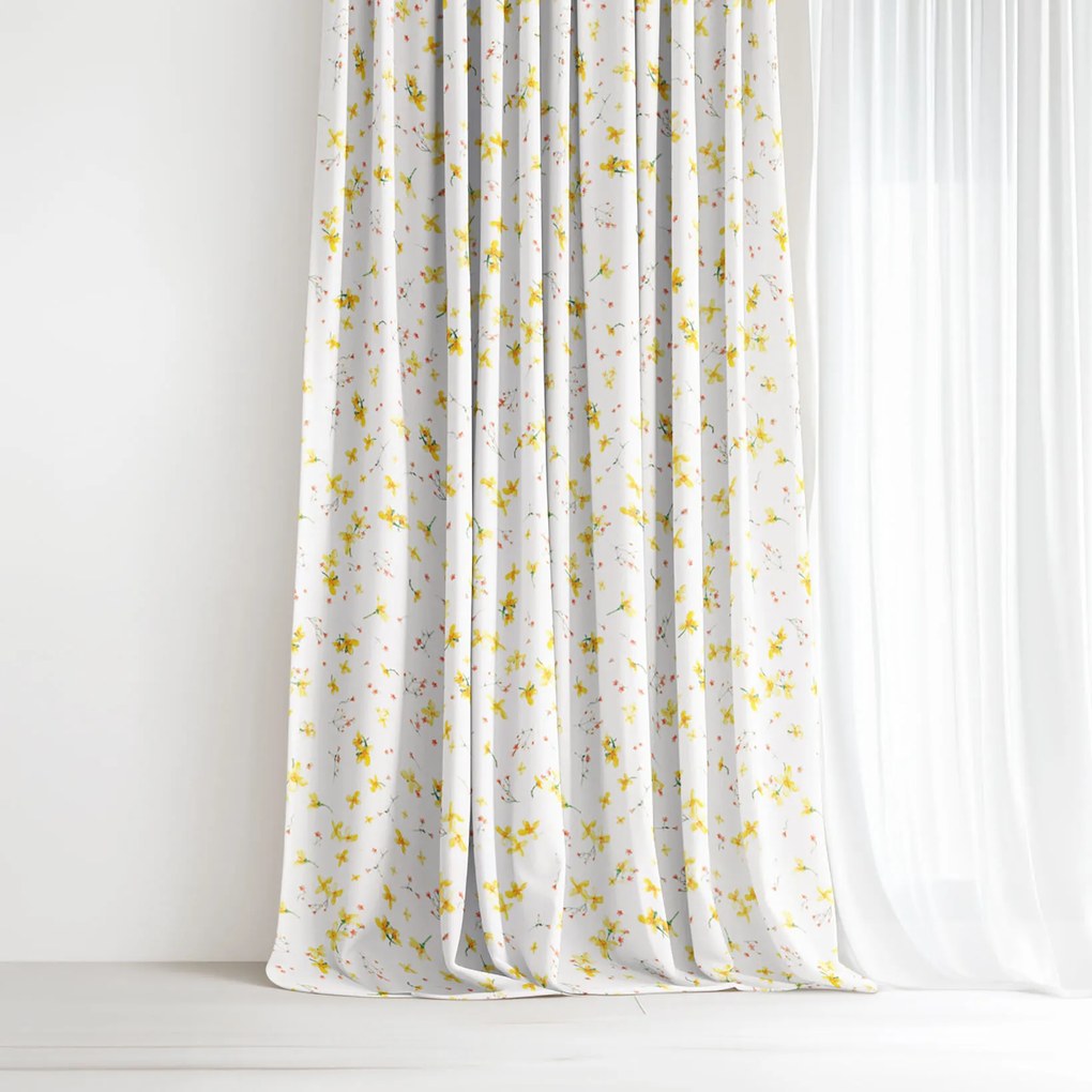 Goldea dekoračný záves valencia - kvety narcisov 160x135 cm