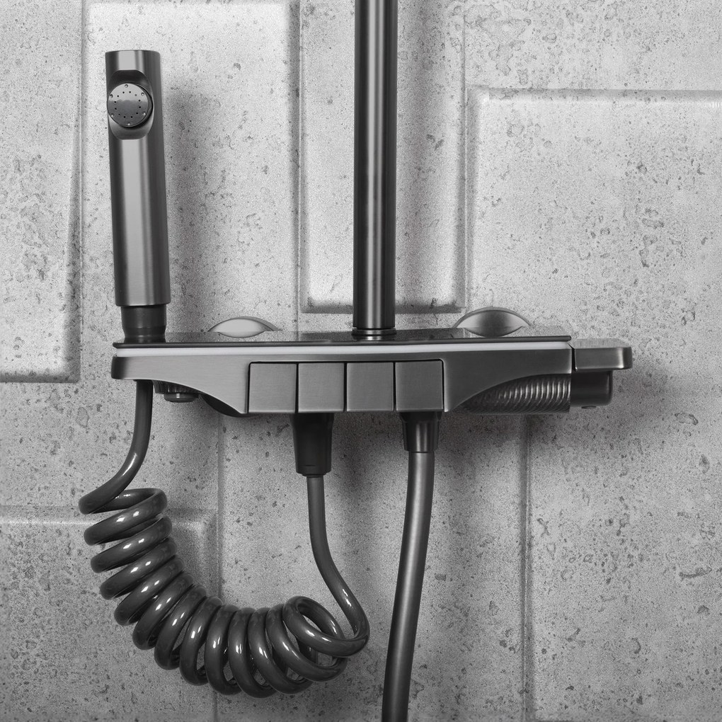 Rea Savio, nástenný sprchový set s ručnou spŕškou, grafitová matná, REA-P8412