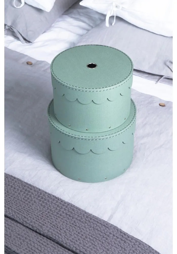Zelenomodré kartónové úložné boxy v súprave 2 ks s vekom ø 26x17,5 cm Wilma Canvas Paper Laminate – Bigso