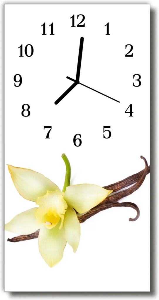 Sklenené hodiny vertikálne  Biele ľalie kvety