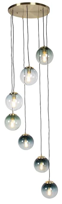 Art deco závesná lampa mosadz 7-svetlá - Pallon