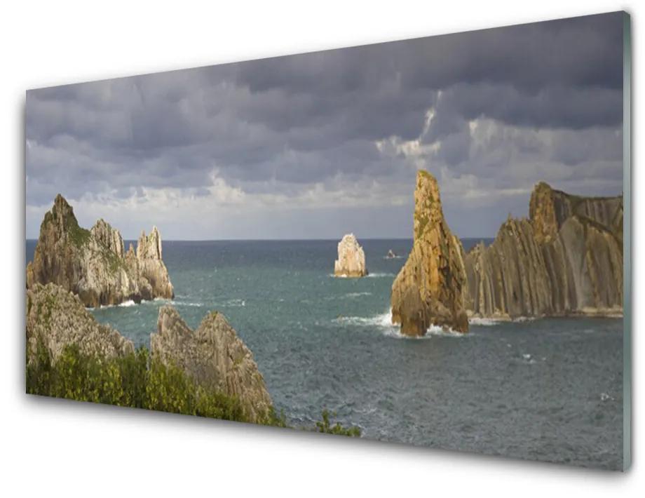 Obraz na skle More skaly krajina 100x50 cm
