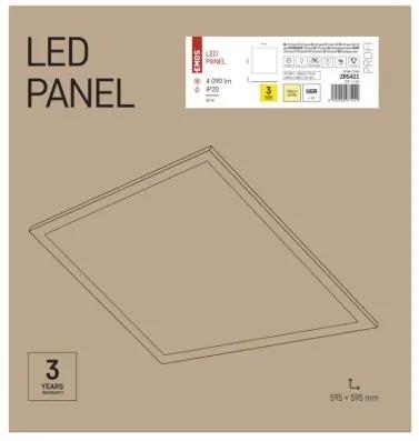 EMOS LED vstavaný panel, 40W, teplá biela, UGR, 60x60cm, hranatý