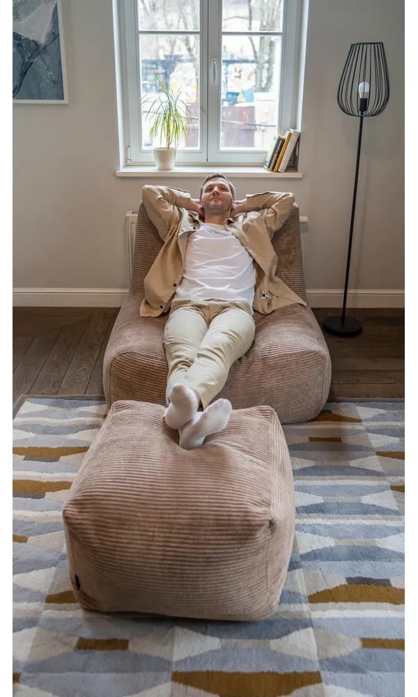 Krémový sedací vak z textílie buklé Tube 100 – SLOWDOWN