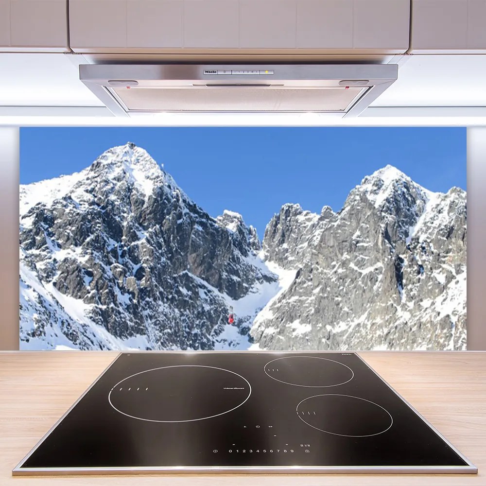 Sklenený obklad Do kuchyne Hora sneh príroda 125x50 cm