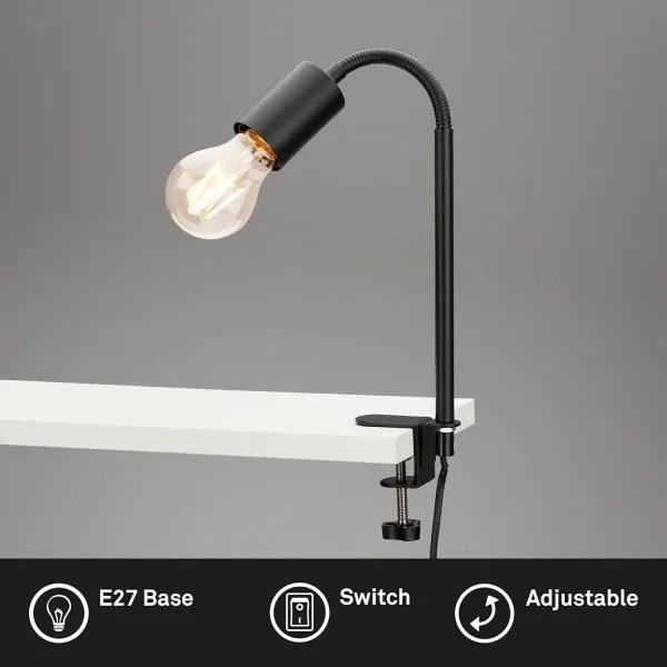 LED lampa s klipom 1xE27/4,2W/230V 2700K čierna