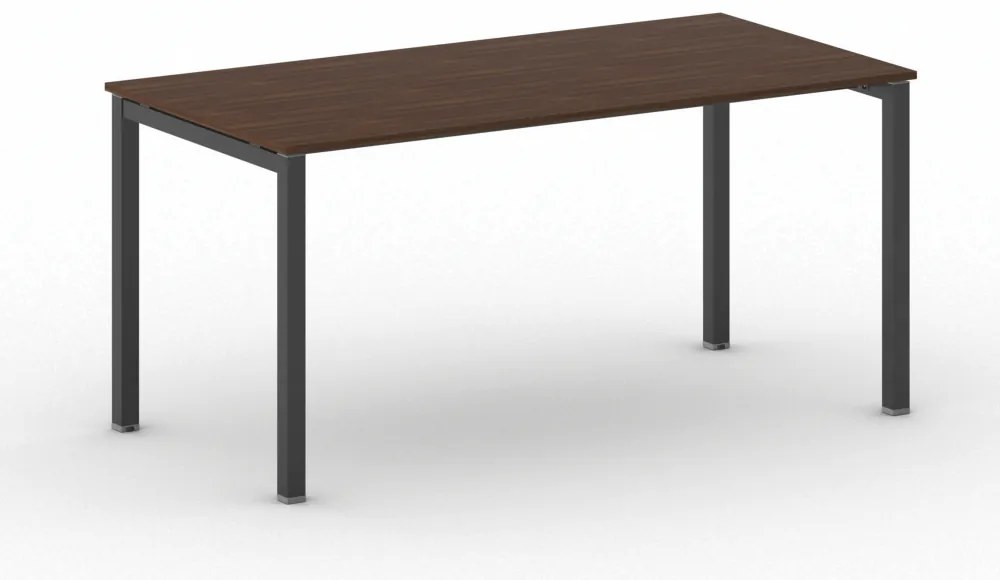 Rokovací kancelársky stôl PRIMO SQUARE, 160x80 cm, čierna podnož, orech