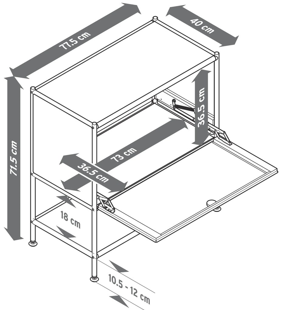 Kovová odkladacia skrinka »CN3« s 1 výklopným priečinkom, staroružová