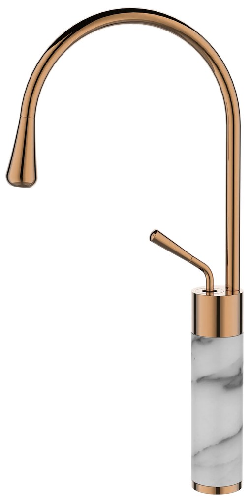Invena Stone, vysoká umývadlová batéria h-455, biela-medená, INV-BU-33-W18-V