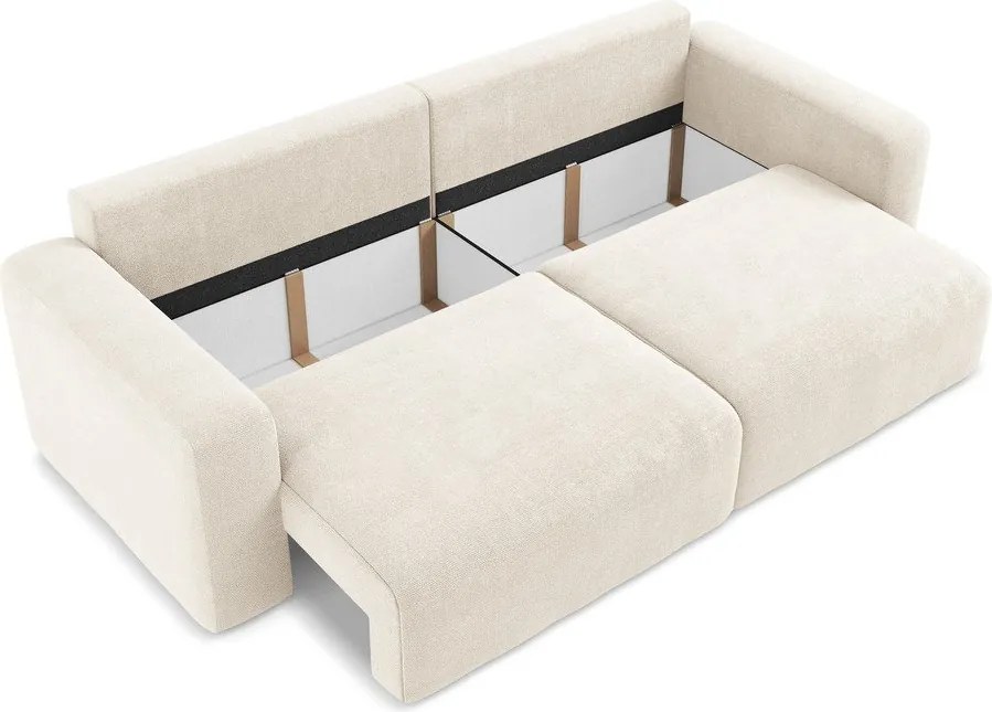Krémová ženilková rozkladacia/s úložným priestorom pohovka 252 cm Kona – Makamii