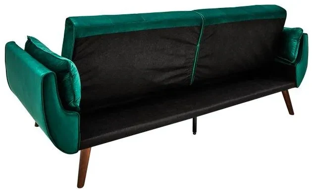 Invicta Interior - Retro rozkladacia pohovka DIVANI 215 cm smaragdovo zelená, zamat, 3-miestna