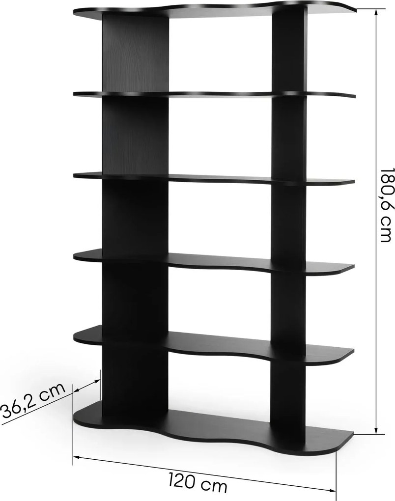 Knihovna Rheo 120 cm černá