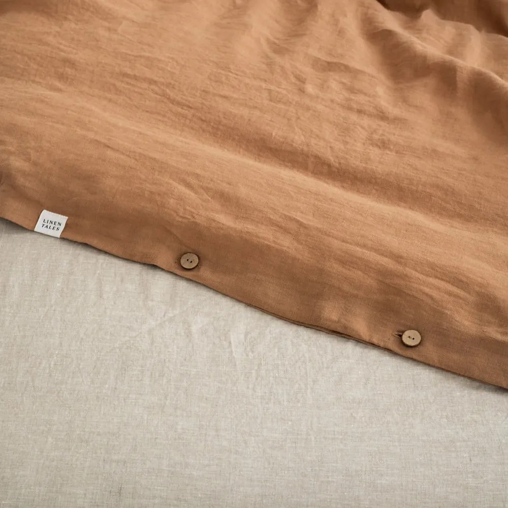 Hnedé ľanové obliečky na jednolôžko 140x200 cm – Linen Tales